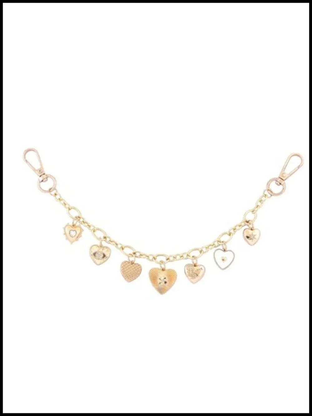 Gold Purse Charm Chain Keychain Pink Heart Strawberry Cherry Bag Accessory